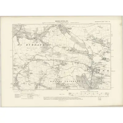 1905 Map of Devonshire CXVII.SE, 1907 Print