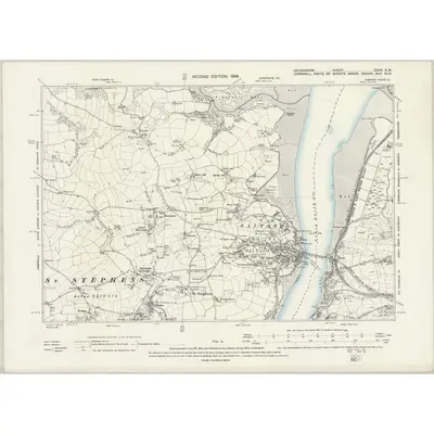 1892 Map of Devonshire CXVII.SW, 1896 Print