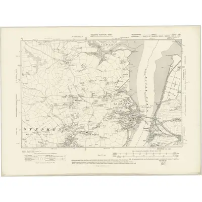 1905 Map of Devonshire CXVII.SW, 1908 Print
