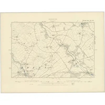1886 Map of Devonshire CXX.NW, 1887 Print