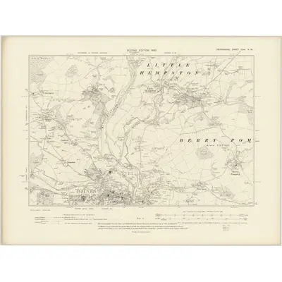 1904 Map of Devonshire CXXI.NW, 1906 Print