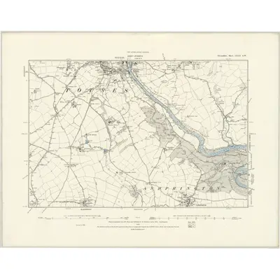 1887 Map of Devonshire CXXI.SW, 1888 Print