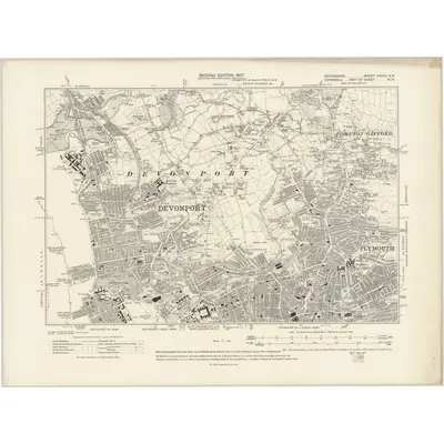 1905 Map of Devonshire CXXIII.NE, 1907 Print