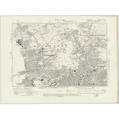 1912 Map of Devonshire CXXIII.NE, 1920 Print