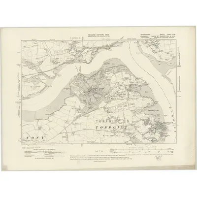 1905 Map of Devonshire CXXIII.NW, 1908 Print