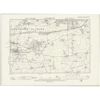 1892 Map of Devonshire CXXIV.NE, 1896 Print
