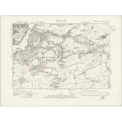1933 Map of Devonshire CXXIV.SW, 1936 Print