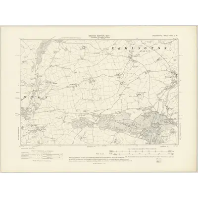 1904 Map of Devonshire CXXV.SW, 1907 Print