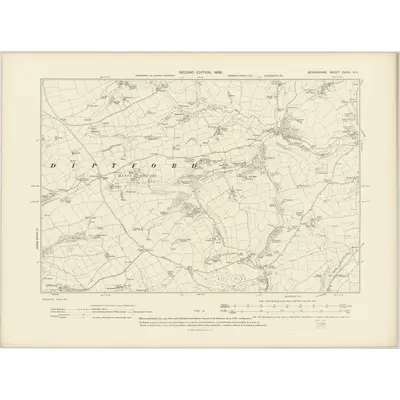 1904 Map of Devonshire CXXVI.NE, 1906 Print