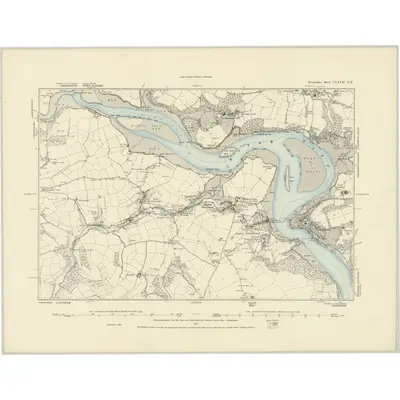 1886 Map of Devonshire CXXVII.NE, 1887 Print
