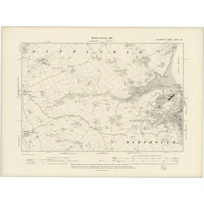 1904 Map of Devonshire CXXVII.SE, 1906 Print
