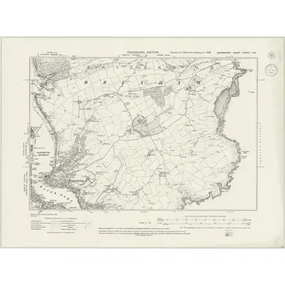 1938 Map of Devonshire CXXVIII.SW, 1944 Print