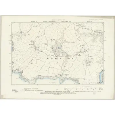 1892 Map of Devonshire CXXX.NW, 1896 Print