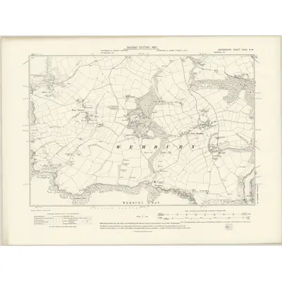 1905 Map of Devonshire CXXX.NW, 1907 Print