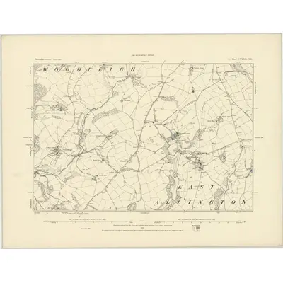 1885 Map of Devonshire CXXXII.NE, 1886 Print