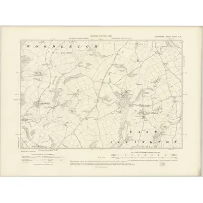 1904 Map of Devonshire CXXXII.NE, 1907 Print