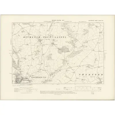 1904 Map of Devonshire CXXXII.SE, 1907 Print
