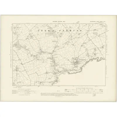 1904 Map of Devonshire CXXXIII.NE, 1907 Print