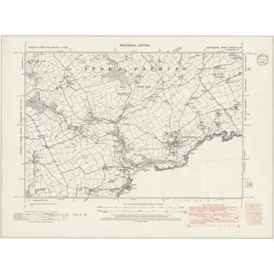 1938 Map of Devonshire CXXXIII.NE, 1945 Print