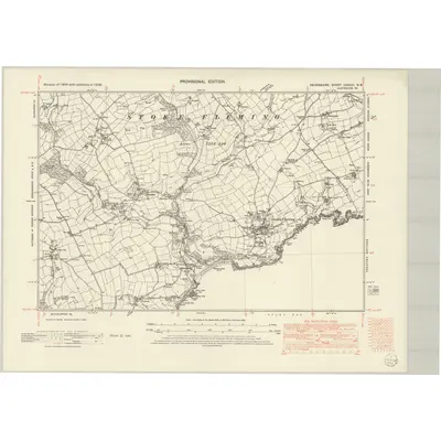 1938 Map of Devonshire CXXXIII.NE, 1954 Print