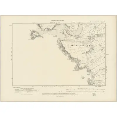1905 Map of Devonshire CXXXV.NE, 1907 Print