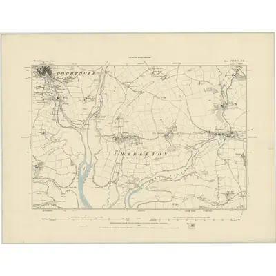 1884 Map of Devonshire CXXXVI.NE, 1885 Print