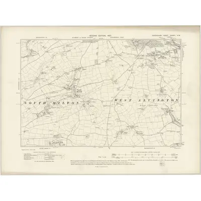 1904 Map of Devonshire CXXXVI.NW, 1907 Print
