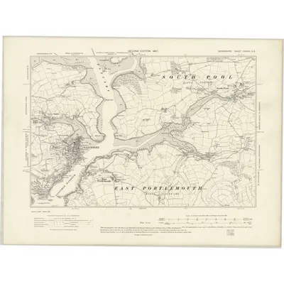 1905 Map of Devonshire CXXXVI.SE, 1907 Print