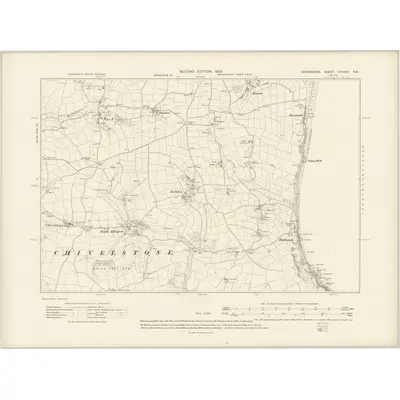 1905 Map of Devonshire CXXXVII.SW, 1907 Print