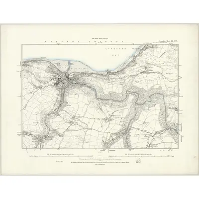 1887 Map of Devonshire III.SW, 1888 Print
