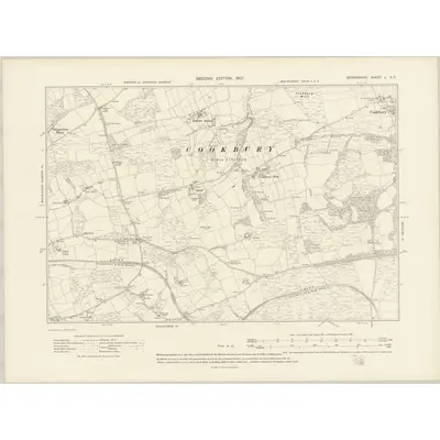 1905 Map of Devonshire L.SE, 1907 Print