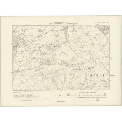 1905 Map of Devonshire LI.SW, 1907 Print