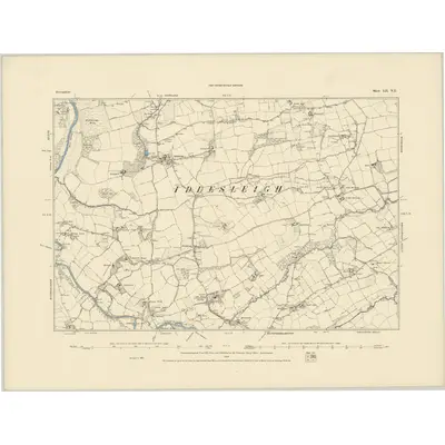 1885 Map of Devonshire LII.NE, 1886 Print