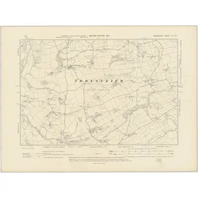 1904 Map of Devonshire LII.NE, 1907 Print