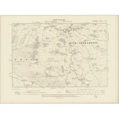 1904 Map of Devonshire LII.SE, 1906 Print