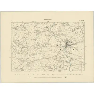 1884 Map of Devonshire LII.SW, 1885 Print
