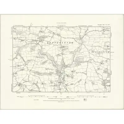 1886 Map of Devonshire LV.NW, 1888 Print