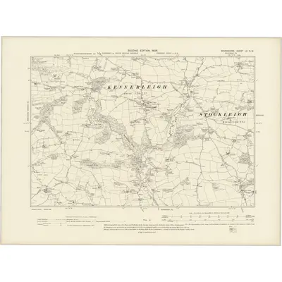 1903 Map of Devonshire LV.NW, 1906 Print