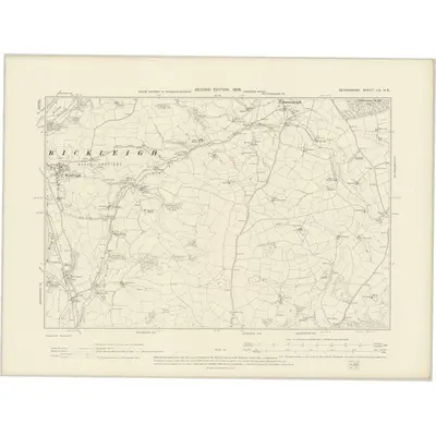 1903 Map of Devonshire LVI.NE, 1906 Print