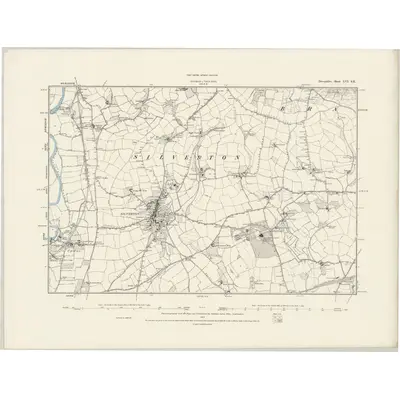 1886 Map of Devonshire LVI.SE, 1888 Print