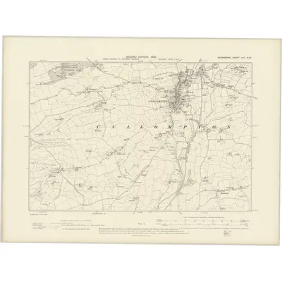 1903 Map of Devonshire LVII.NW, 1906 Print