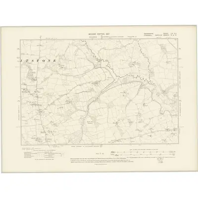 1905 Map of Devonshire LXI.SE, 1907 Print