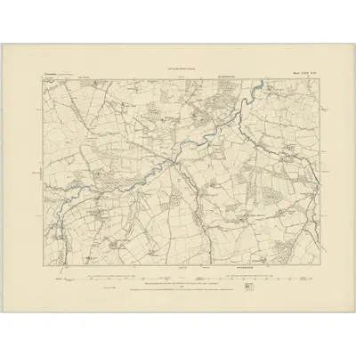 1884 Map of Devonshire LXIV.NW, 1885 Print