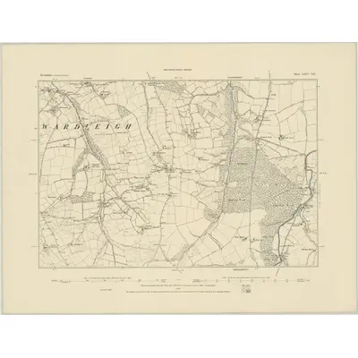 1884 Map of Devonshire LXIV.SE, 1885 Print