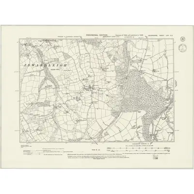 1938 Map of Devonshire LXIV.SE, 1943 Print