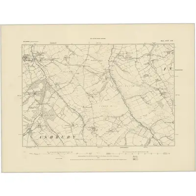1884 Map of Devonshire LXIV.SW, 1885 Print