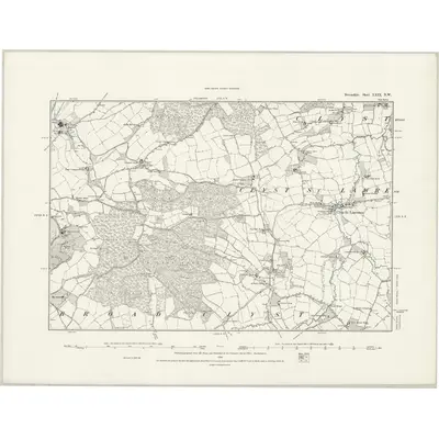 1887 Map of Devonshire LXIX.NW, 1888 Print