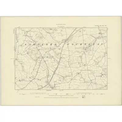 1886 Map of Devonshire LXV.SW, 1887 Print