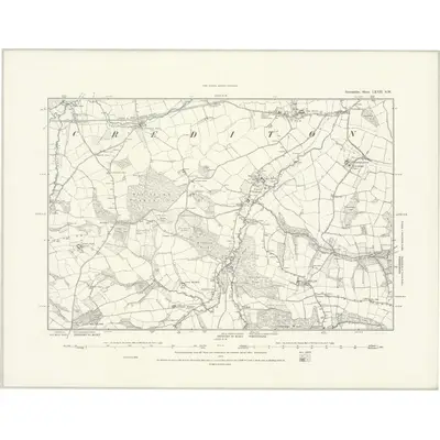 1886 Map of Devonshire LXVII.SW, 1888 Print