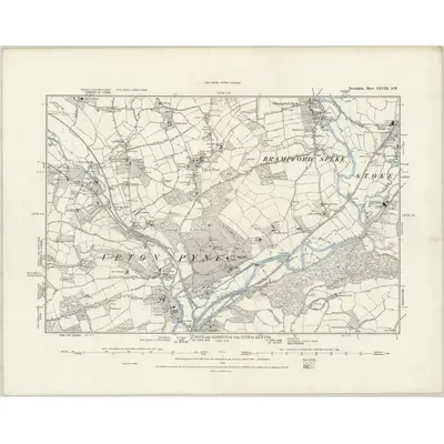 1886 Map of Devonshire LXVIII.SW, 1888 Print
